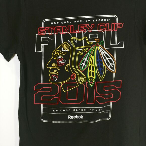 NHL CHICAGO BLACKHAWKS T SHIRT 2015 STANLEY CUP Final CHAMPS Western Conference - Picture 2 of 4